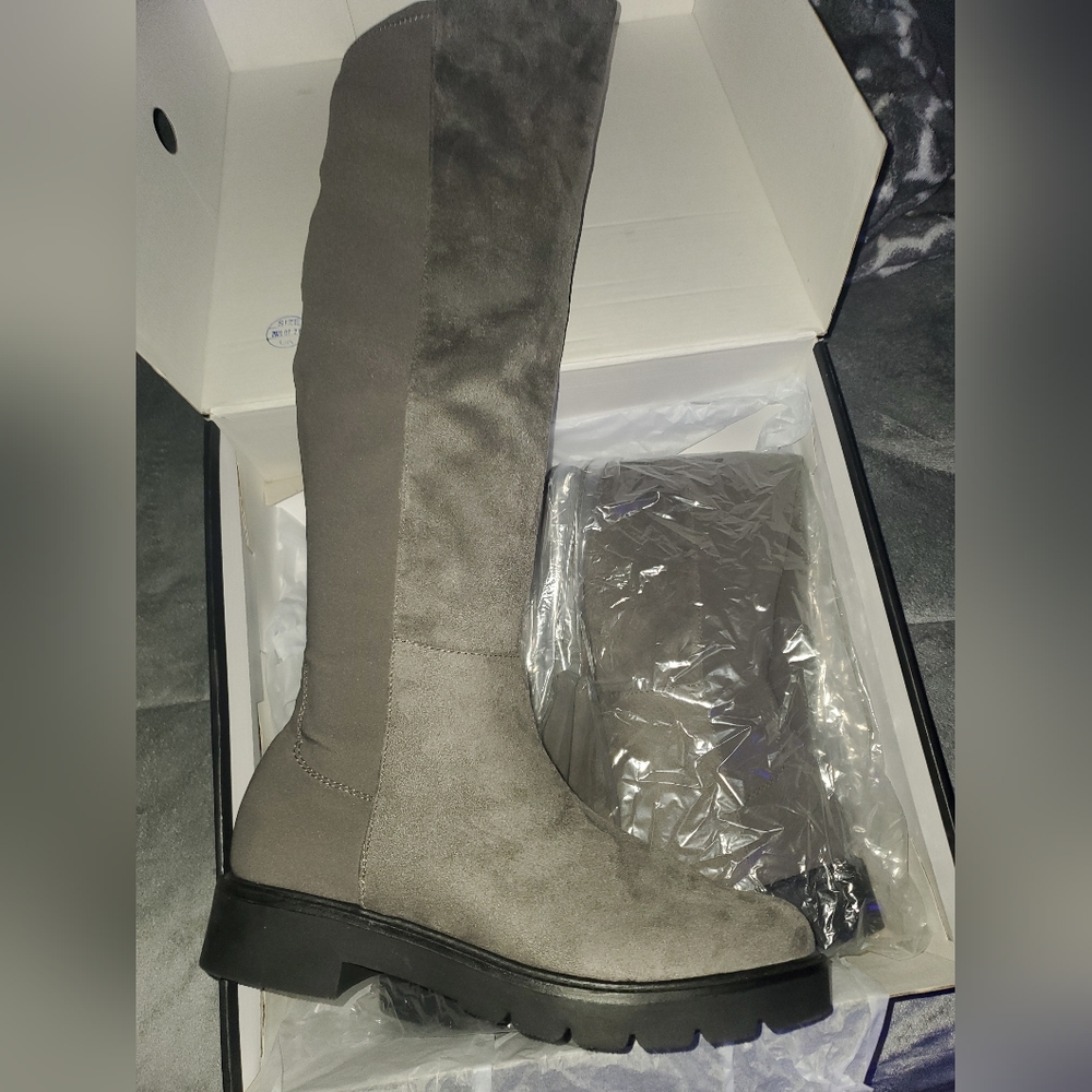 NWT Women's size 8 Nine West tall gray boots. Never worn, still in box & plastic